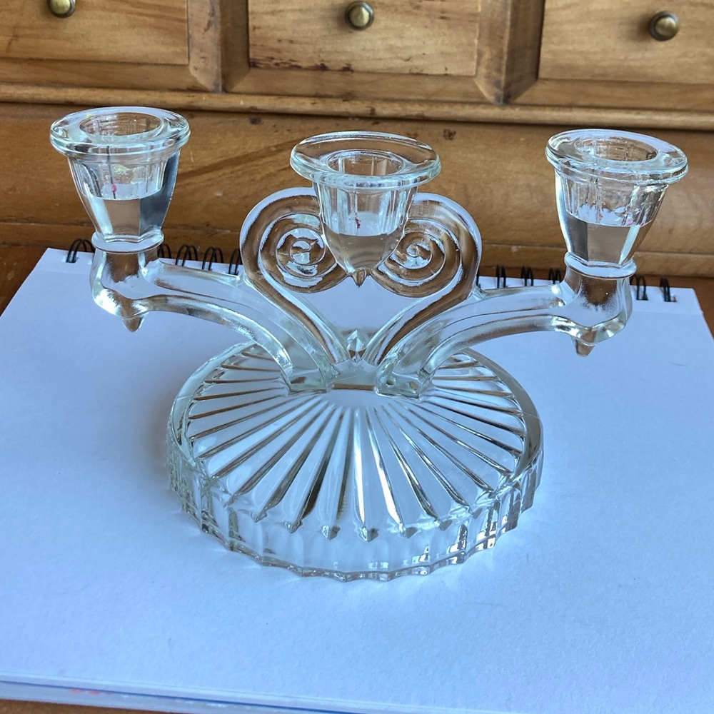 🩵🩵 Clear Glass 3 Candle Holder candelabra